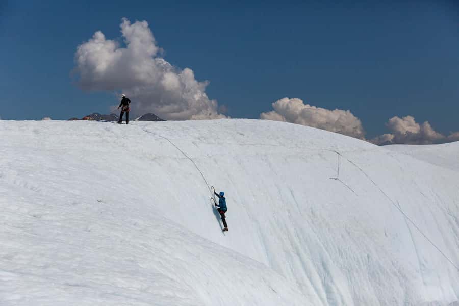 Matanuska Glacier Backcountry Ice Climbing - Learning vertical ice: crampons, axes, and how you actually climb